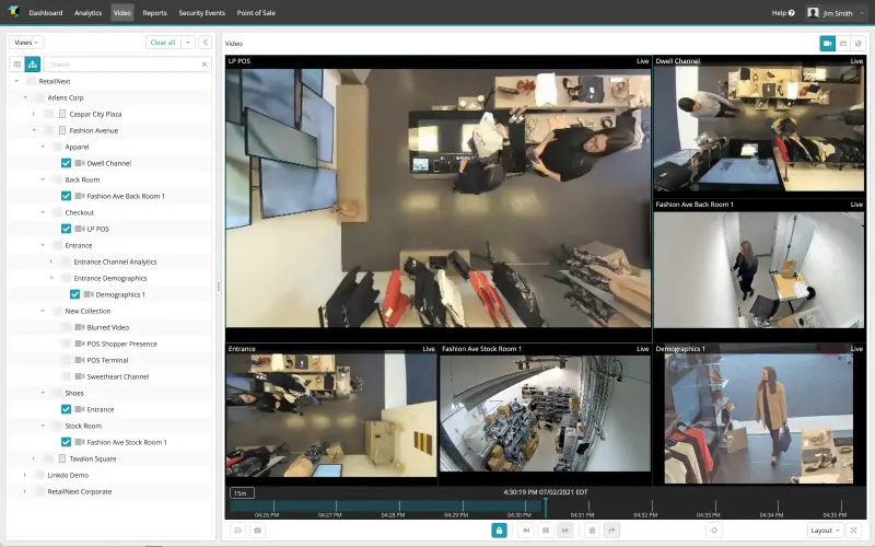 Video Security - RetailNext Product Dashboard
